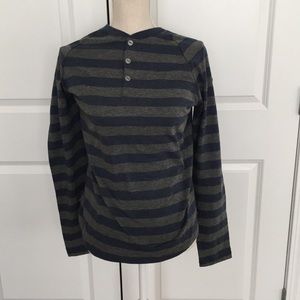 Grey & Navy Stripped Long Sleeve